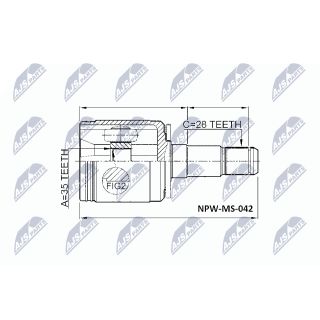 Jungčių komplektas, kardaninis velenas NTY NPW-MS-042