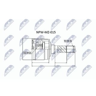 Jungčių komplektas, kardaninis velenas NTY NPW-MZ-015