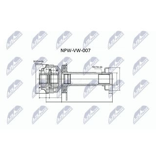 Jungčių komplektas, kardaninis velenas NTY NPW-VW-007