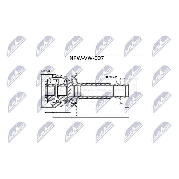 Jungčių komplektas, kardaninis velenas NTY NPW-VW-007