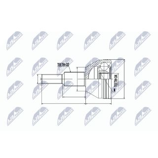 Jungčių komplektas, kardaninis velenas NTY NPZ-CH-016