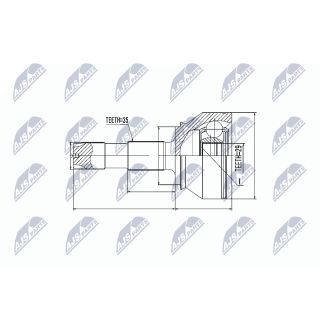 Jungčių komplektas, kardaninis velenas NTY NPZ-FT-055
