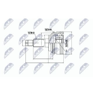 Jungčių komplektas, kardaninis velenas NTY NPZ-MZ-019