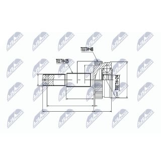 Jungčių komplektas, kardaninis velenas NTY NPZ-NS-047