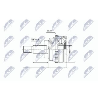 Jungčių komplektas, kardaninis velenas NTY NPZ-RE-013