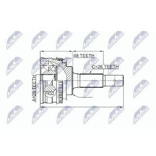 Jungčių komplektas, kardaninis velenas NTY NPZ-TY-003