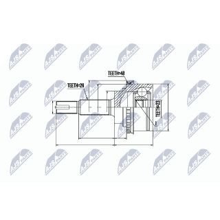 Jungčių komplektas, kardaninis velenas NTY NPZ-TY-075