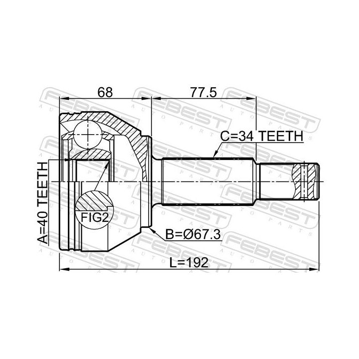 Jungčių komplektas, kardaninis velenas FEBEST 0210-Z62R