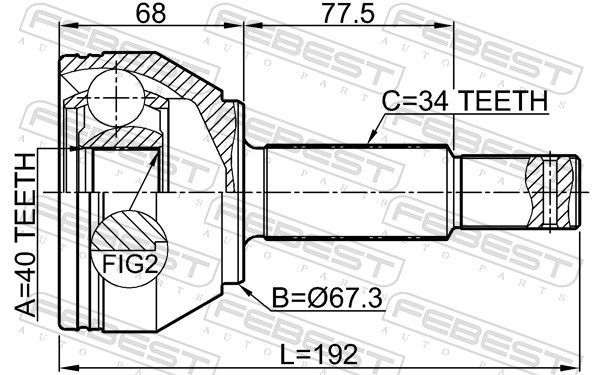 Jungčių komplektas, kardaninis velenas FEBEST 0210-Z62R