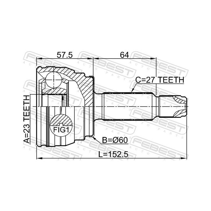 Jungčių komplektas, kardaninis velenas FEBEST 1210-ELN19