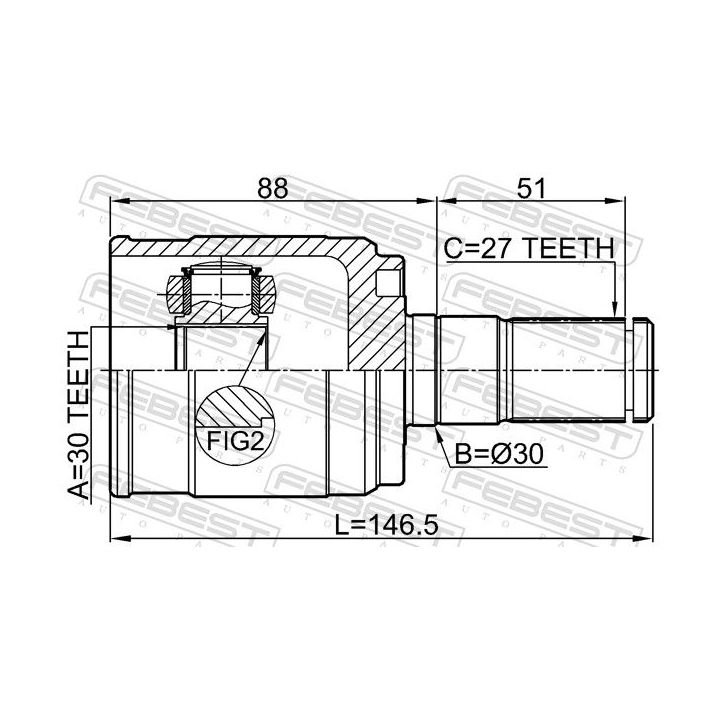 Jungčių komplektas, kardaninis velenas FEBEST 1211-ELN19