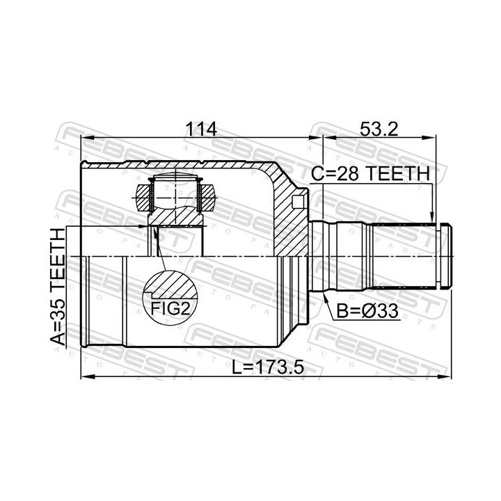 Jungčių komplektas, kardaninis velenas FEBEST 1211-LX2LH