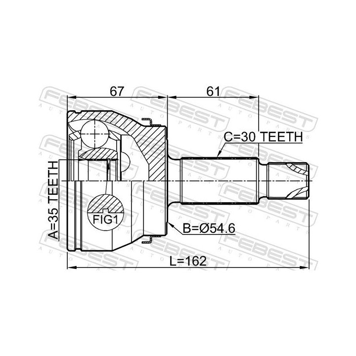 Jungčių komplektas, kardaninis velenas FEBEST 2210-MQ4F