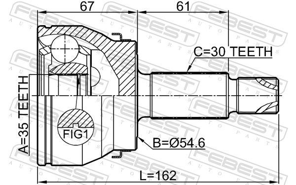 Jungčių komplektas, kardaninis velenas FEBEST 2210-MQ4F