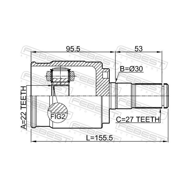 Jungčių komplektas, kardaninis velenas FEBEST 2211-FBATLH