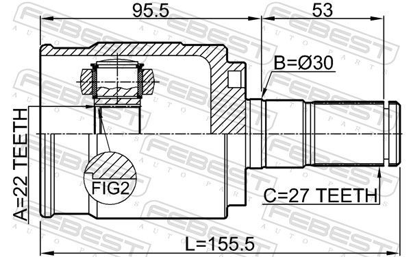 Jungčių komplektas, kardaninis velenas FEBEST 2211-FBATLH