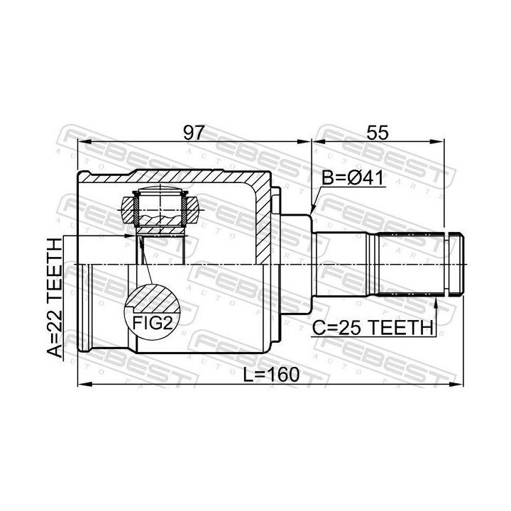 Jungčių komplektas, kardaninis velenas FEBEST 2211-FBMTLH