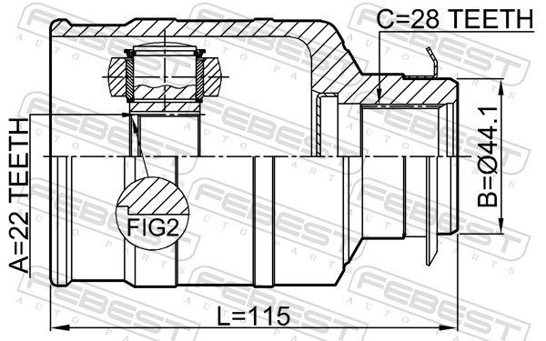 Jungčių komplektas, kardaninis velenas FEBEST 2211-FBRH