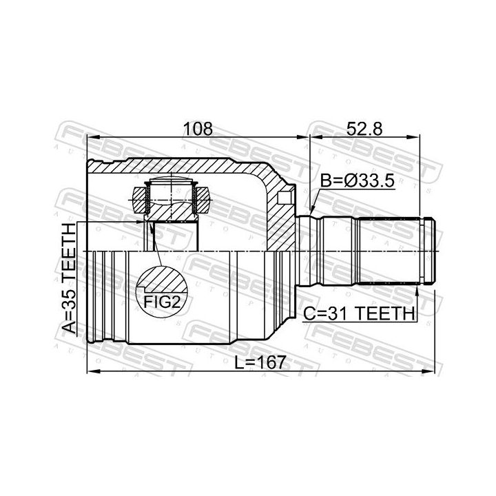 Jungčių komplektas, kardaninis velenas FEBEST 2211-MQ4FLH