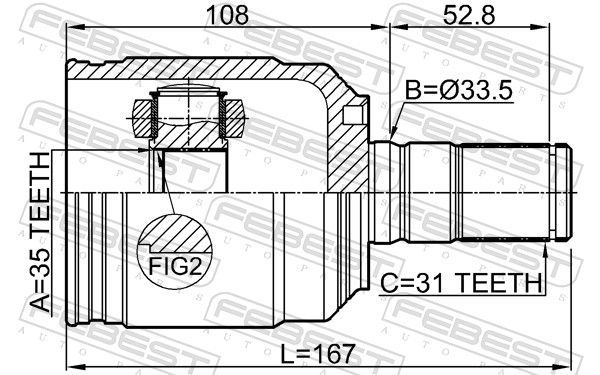 Jungčių komplektas, kardaninis velenas FEBEST 2211-MQ4FLH