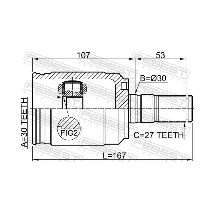 Jungčių komplektas, kardaninis velenas FEBEST 2211-SEL19LH