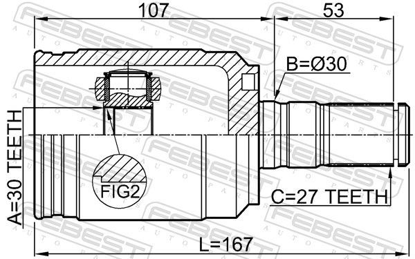 Jungčių komplektas, kardaninis velenas FEBEST 2211-SEL19LH