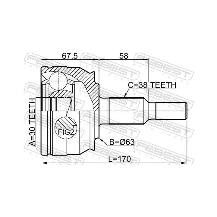 Jungčių komplektas, kardaninis velenas FEBEST 2310-T6