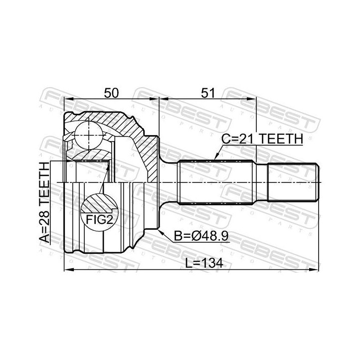 Jungčių komplektas, kardaninis velenas FEBEST 2410-LOGI