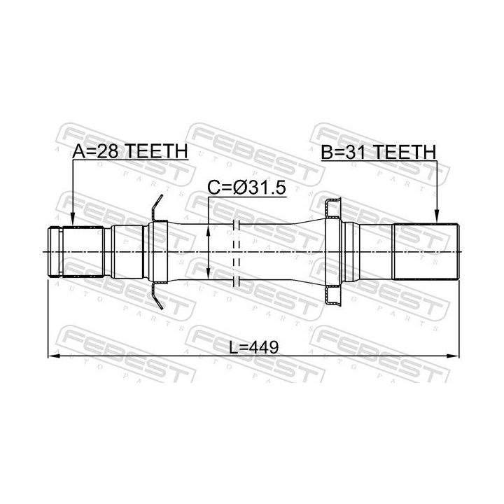 Pusašis FEBEST 2212-MQ4RH