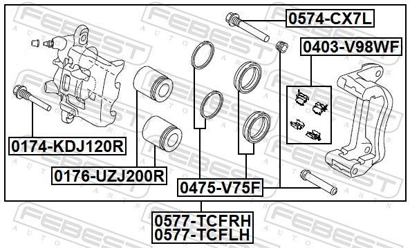 Stabdžių apkaba FEBEST 0577-TCFLH