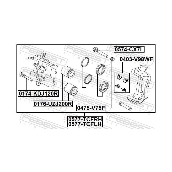 Stabdžių apkaba FEBEST 0577-TCFRH