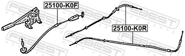 Trosas, stovėjimo stabdys FEBEST 25100-K0R