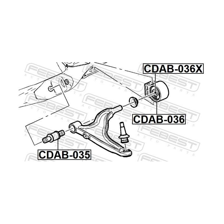Valdymo svirties/išilginių svirčių įvorė FEBEST CDAB-036X