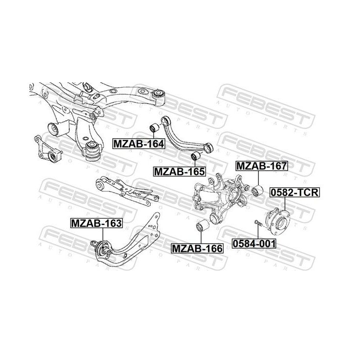 Valdymo svirties/išilginių svirčių įvorė FEBEST MZAB-165