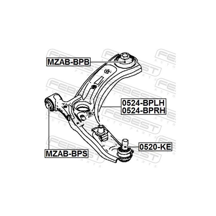 Valdymo svirties/išilginių svirčių įvorė FEBEST MZAB-BPS