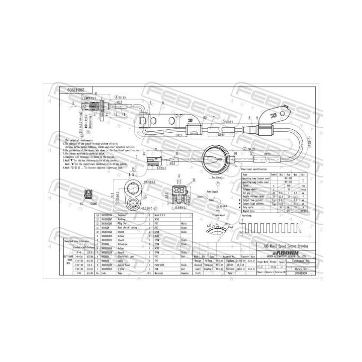 Jutiklis, rato greitis FEBEST 12606-020