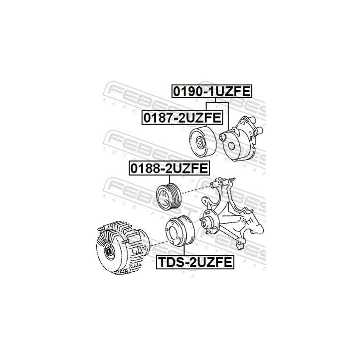 Diržo įtempiklis, V formos rumbuotas diržas FEBEST 0190-1UZFE