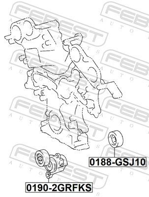 Diržo įtempiklis, V formos rumbuotas diržas FEBEST 0190-2GRFKS