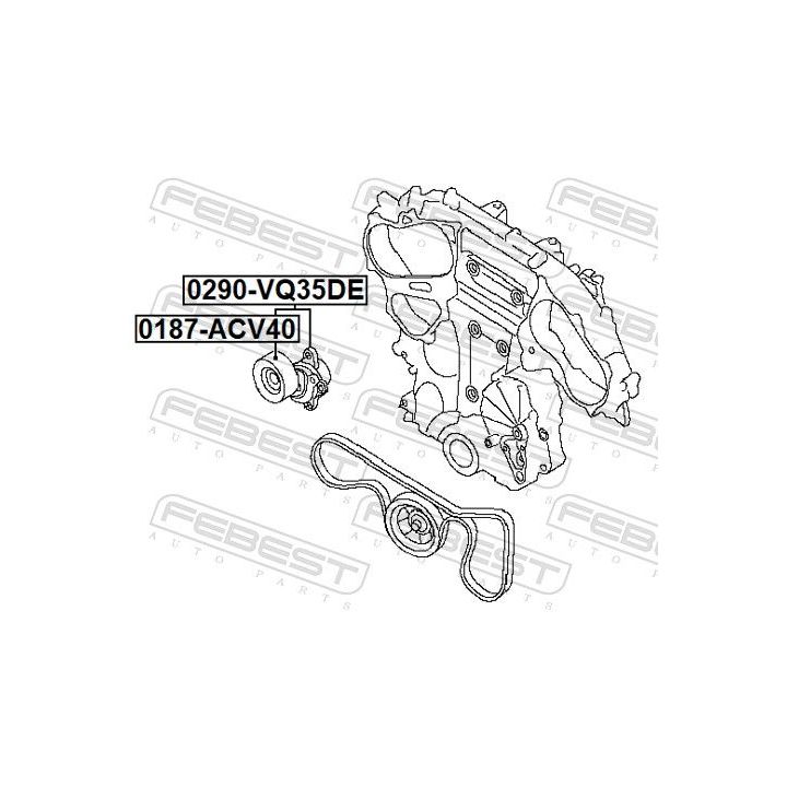 Diržo įtempiklis, V formos rumbuotas diržas FEBEST 0290-VQ35DE