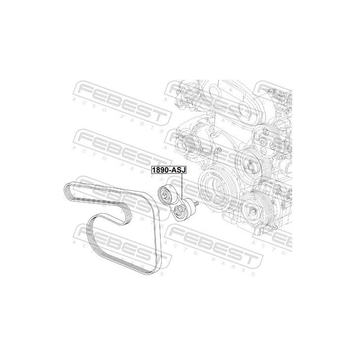 Diržo įtempiklis, V formos rumbuotas diržas FEBEST 1890-ASJ