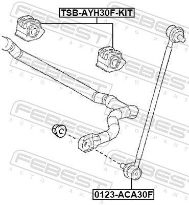 Remonto komplektas, stabilizatoriaus pakaba FEBEST TSB-AYH30F-KIT