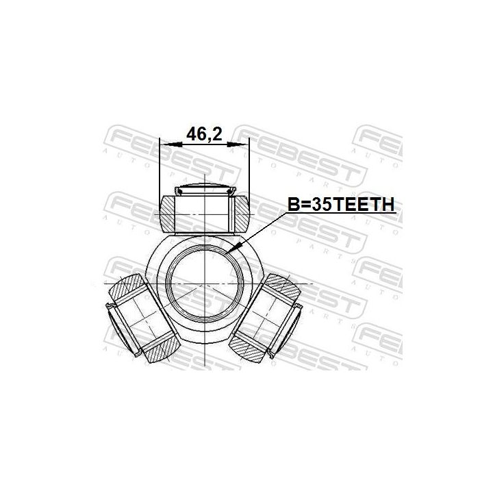 Trikojo įvorė, kardaninis velenas FEBEST 2216-MQ4