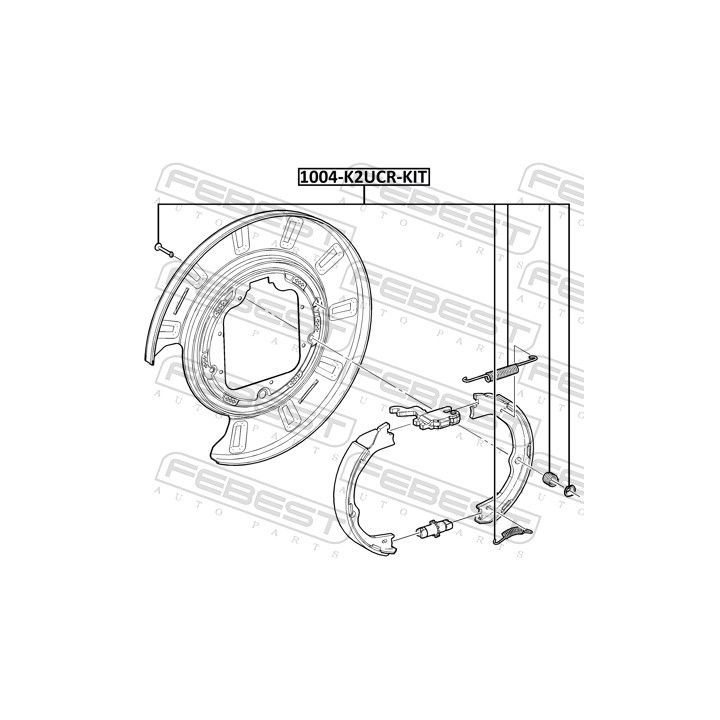 Priedų komplektas, stovėjimo stabdžių trinkelės FEBEST 1004-K2UCR-KIT