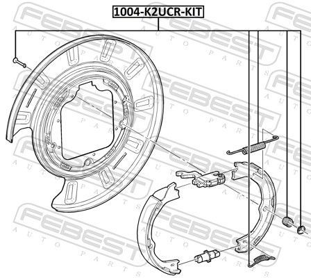 Priedų komplektas, stovėjimo stabdžių trinkelės FEBEST 1004-K2UCR-KIT