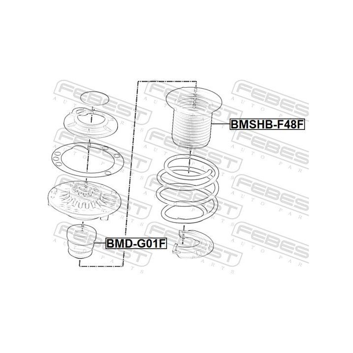 Apsauginis dangtelis/gofruotoji membrana, amortizatorius FEBEST BMSHB-F48F