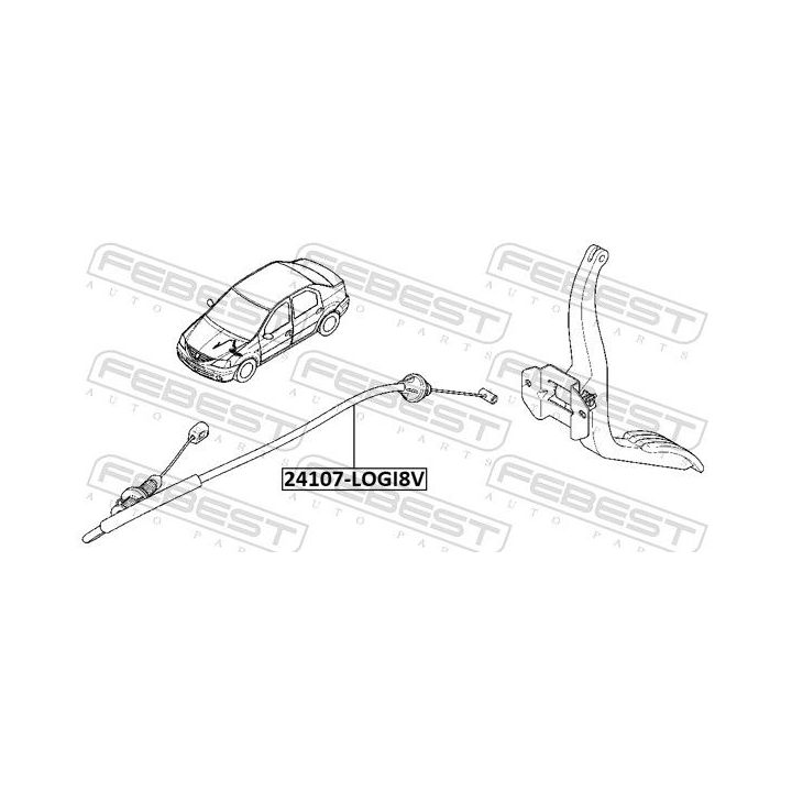 Akceleratoriaus trosas FEBEST 24107-LOGI8V
