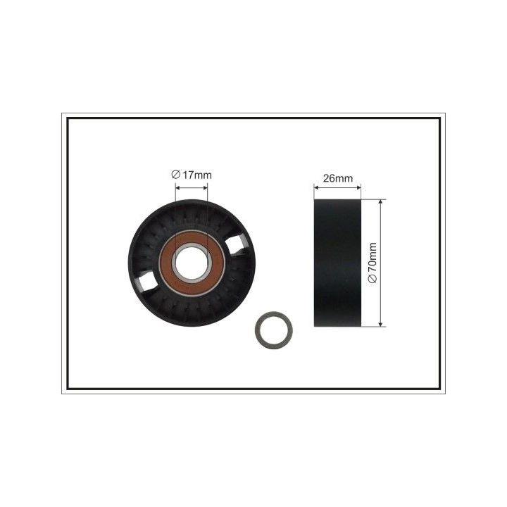 įtempiklio skriemulys, V formos rumbuotas diržas CAFFARO 421-00 SC