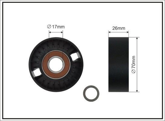 įtempiklio skriemulys, V formos rumbuotas diržas CAFFARO 421-00 SC