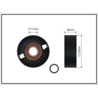 įtempiklio skriemulys, V formos rumbuotas diržas CAFFARO 500396 SC