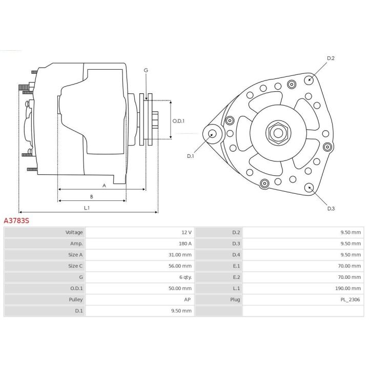 Kintamosios srovės generatorius AS-PL A3783S